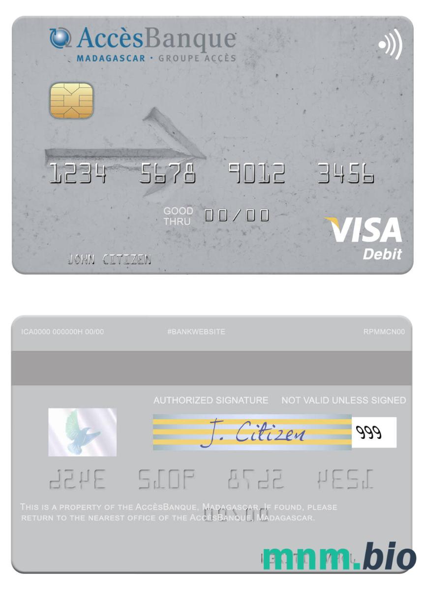 Madagascar AccèsBanque visa debet karta przykład w formacie PSD